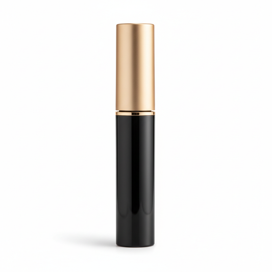 Classic Black mascara tube with matte gold cap on white background