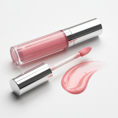 Lip gloss tube side angle with applicator wand